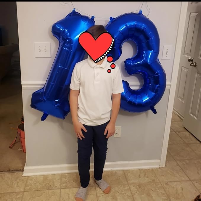 40 Inch 3 Number Balloon, Three Dark Blue Happy Birthday Balloons for Girls Boys Babies, Number Balloons for 3 13 23 30 Wedding Bridal Shower Anniversaries Party