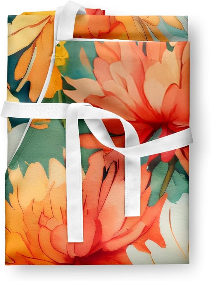Caroline's Treasures Chrysanthemums in Watercolor Apron Cooking Kitchen Server Baking Crafts Gardening for Adult Women Men, Unisex, Large, Multicolor