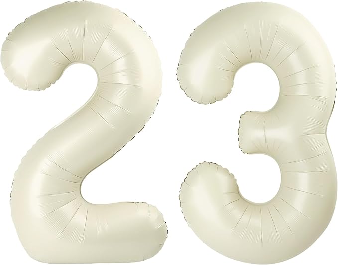 40 Inch Balloon 23 Number, Big Foil 23th Birthday Balloons Decorations for Women, Cream Number Balloon for 2 3 23 32 Wedding Memorial Day's Graduation Supplies