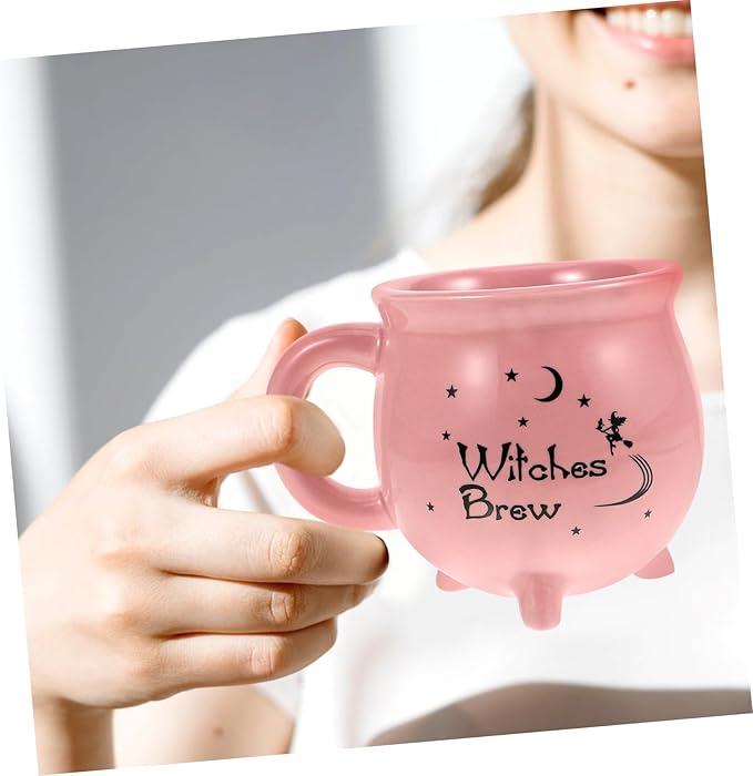 NOLITOY Ceramic Cauldron Mug Kawaii Drinking Cup for Halloween Unique Design for Home Office Cafe and Parties Comfortable and Eye-catching