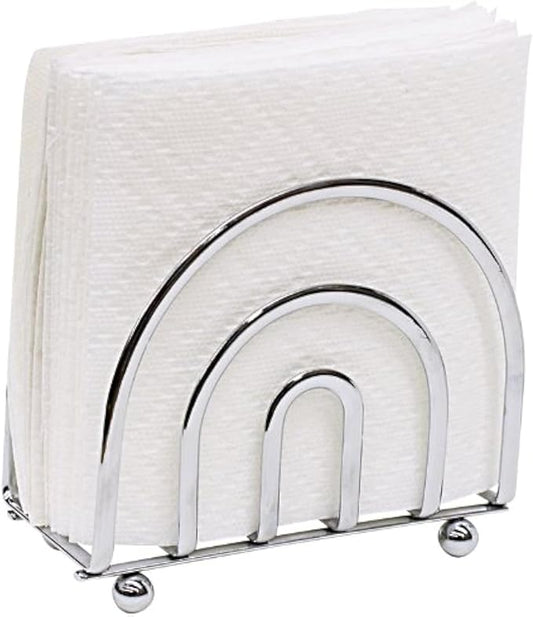 Home Basics Paper Napkin Holder/ Freestanding Tissue Dispenser For Kitchen Countertops, Dining Table, Picnic Table, Indoor & Outdoor Use, Durable Storage and Organization Option (Chrome)