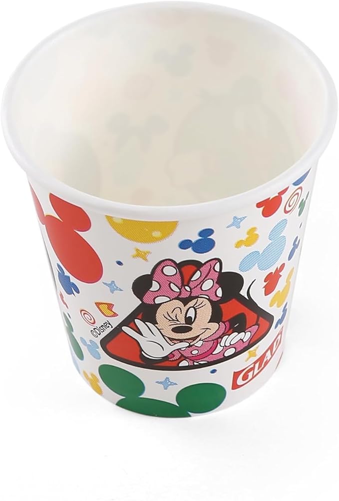 Glad for Kids Disney Mickey & Friends Disposable Mini Paper Cups - Colorful Heavy Duty, Soak Proof, Bathroom Mouse Rinse Cups for Kids, 3 Ounce, 20 Count - 12 Pack