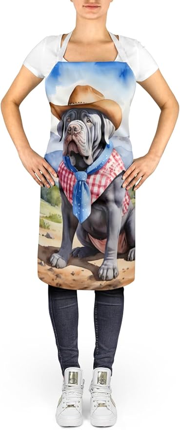 Caroline's Treasures Neapolitan Mastiff Cowboy Welcome Apron Cooking Kitchen Server Baking Crafts Gardening for Adult Women Men, Unisex, Large, Multicolor