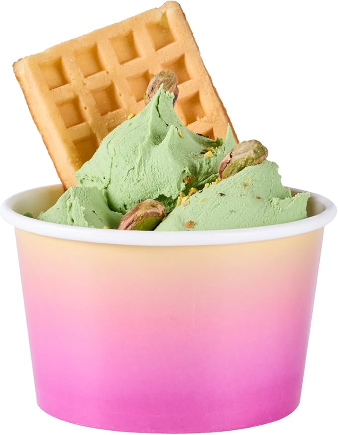 Coppetta 8 Ounce Dessert Cups, 50 Greaseproof Ice Cream Cups - Lids Sold Separately, For Hot And Cold Foods, Orange And Blue Ombre Paper Yogurt Bowls, Disposable, Sturdy - Restaurantware
