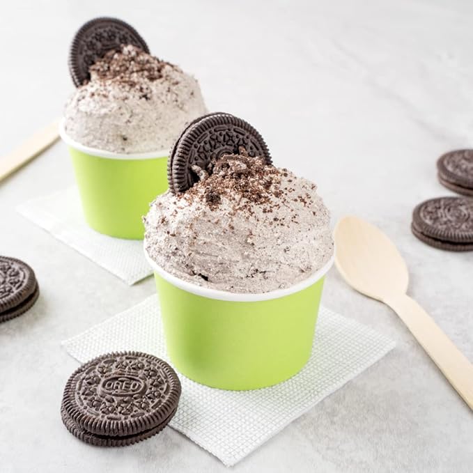 Coppetta 4 Ounce Dessert Cups, 50 Disposable Ice Cream Cups - Lids Sold Separately, Heavy-Duty, Green Paper Frozen Yogurt Bowls, For Hot And Cold Foods, Perfect For Gelato Or Mousse - Restaurantware