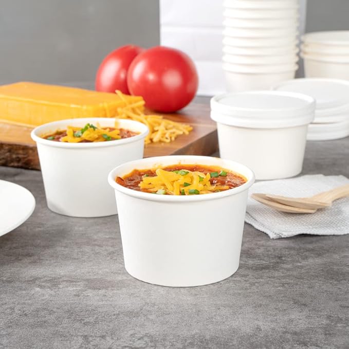 Coppetta 4 Ounce Dessert Cups, 200 Disposable Ice Cream Cups - Lids Sold Separately, Heavy-Duty, White Paper Frozen Yogurt Bowls, For Hot And Cold Foods, Perfect For Gelato Or Mousse - Restaurantware
