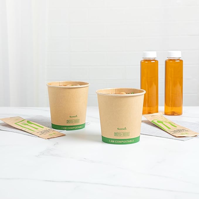 Restaurantware Paper Soup Containers 25 Pack Of 24 oz Disposable Kraft To Go Hot Soup Serving Bowls BPI-Certified Compostable Leakproof Stackable Food Containers For Noodles, Pasta And Desserts