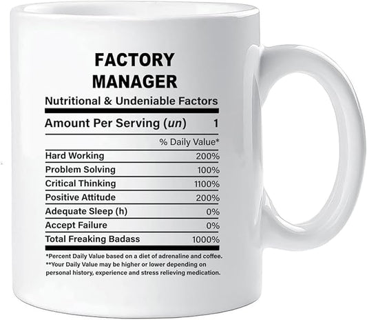 Funny Gift for Factory Manager, Factory Manager Nutrition Mug, Best Factory Manager Gift Ideas, Graduation, Funny Factory Manager Birthday Mug