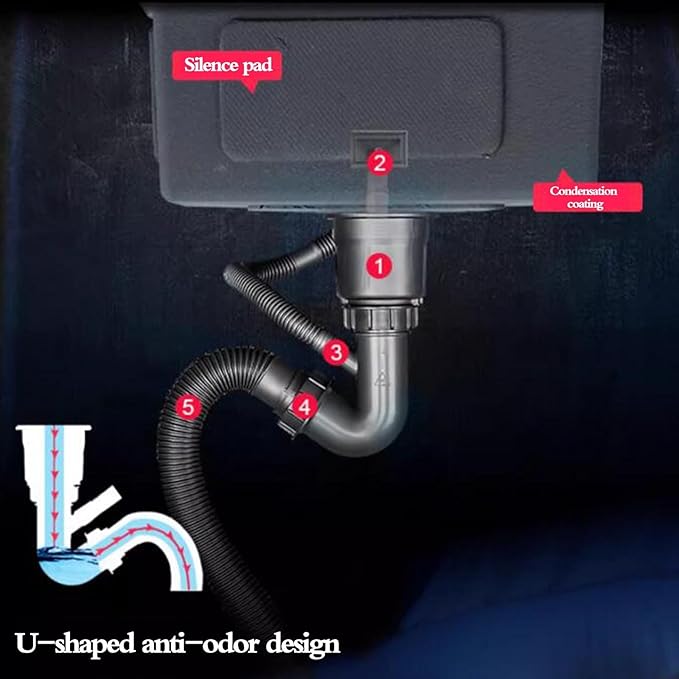 Kitchen Under-Counter Stainless Steel Studio Apartment Kitchen Fixture Kitchen Utility RV Mini with Siphon Compact Dish Washing Basins(Black Steel-50X40X21cm