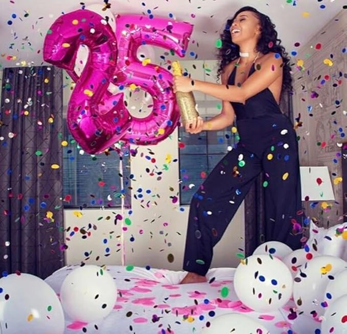 Balloon Numbers 40 Inch 5 Ballon for 5th Birthday Decorations, 15 25 35 50 Big Hot Pink Number Balloons for Wedding Photo Shoot Party Decor
