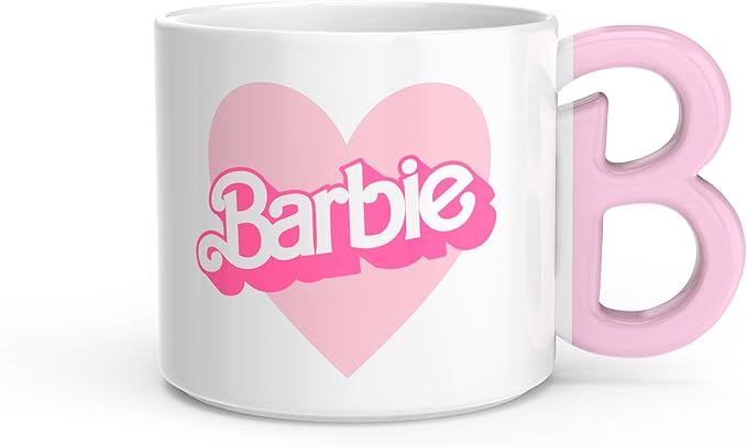 Zak Designs Barbie Ceramic Coffee Mug for Hot Drinks, Collectible Keepsake with Sculpted Handle (15 oz, Barbie)