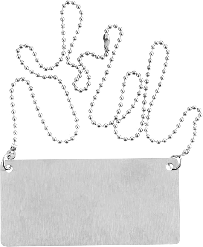 Restaurantware 26 Inches Chafer Urn Chain and 3.5 x 1.6 Inch "Decaf" Label - 12 Count - Met Lux Stainless Steel Chafing Dish Accessory, Durable, Easy to Use - Label for Catering, Buffet