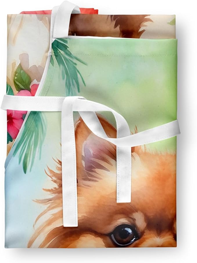 Caroline's Treasures Pomeranian Luau Apron Cooking Kitchen Server Baking Crafts Gardening for Adult Women Men, Unisex, Large, Multicolor