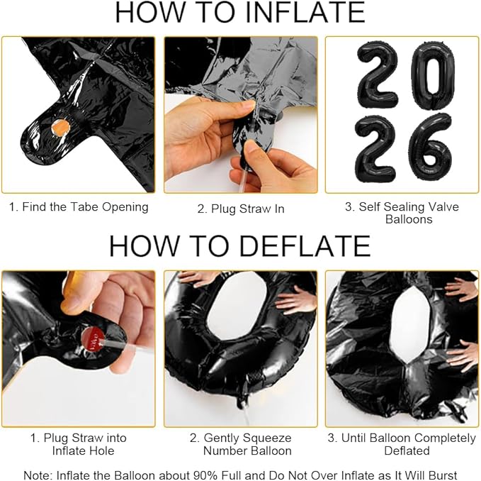 2026 Balloons Black 2026 Balloon Numbers 40 Inch 2026 Numbers for New Year Large Number Balloons 2026 Foil Mylar Balloon for 2026 New Year Eve Party Supplies Birthday Anniversary Graduation Decoration