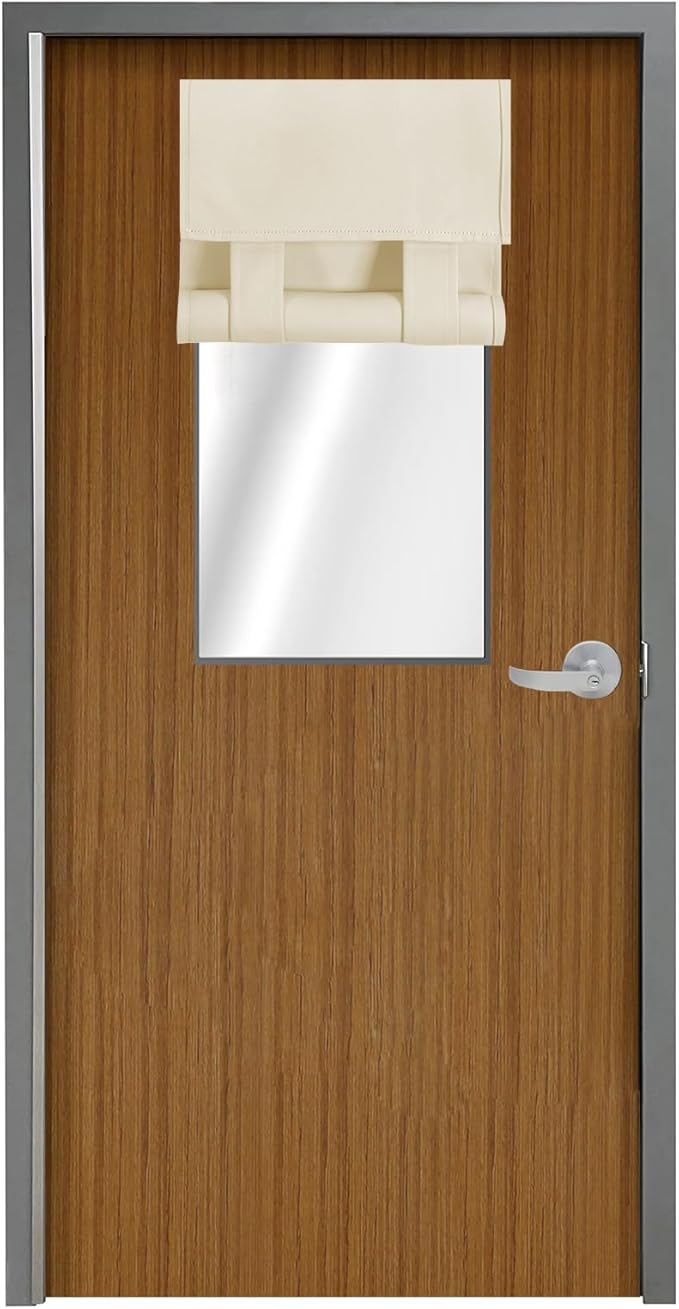 WdFour Classroom Door Window Cover,Blackout Shades for Classroom Windows and Doors，Privacy,Room Darkening Design Blocks Views, Classroom Window Cover Lockdown.12W x 30L Inches, 1 Panel, Oatmeal.