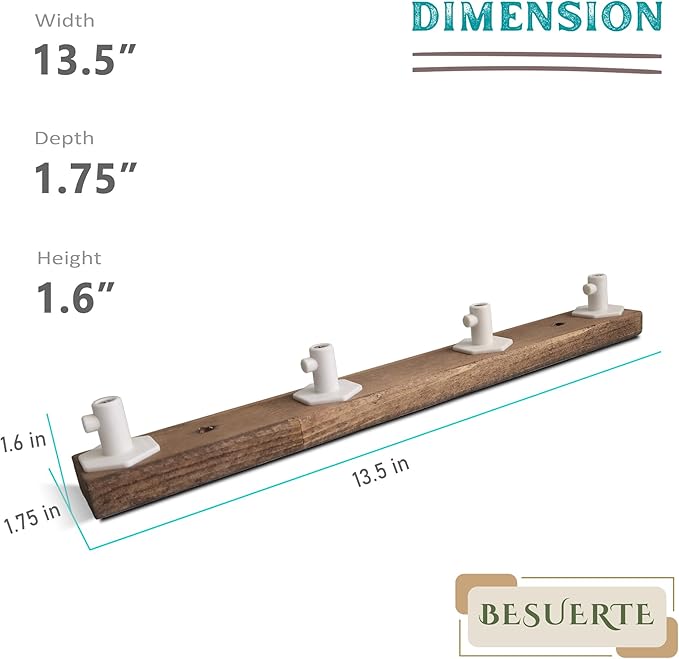 Stand Mixer Attachment Holder, Wood Wall Mounted Holder with 4-Pack Plastic Hangers, Kitchen Accessories Storage Organizer Parts Compatible with Kitchenaid Mixer Attachments for Space-saving, Walnut