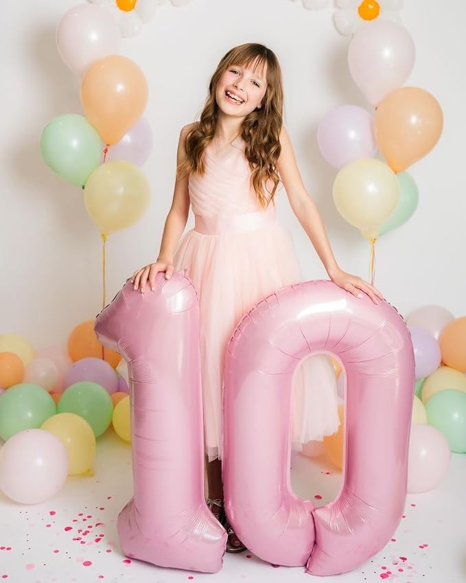 Pastel Pink Balloon Number 27, Large Happy 27 Birthday Decoration for Men & Women 2 7 27 72, Foil Number Balloons for Wedding Graduation Celebration Anniversary Supplies