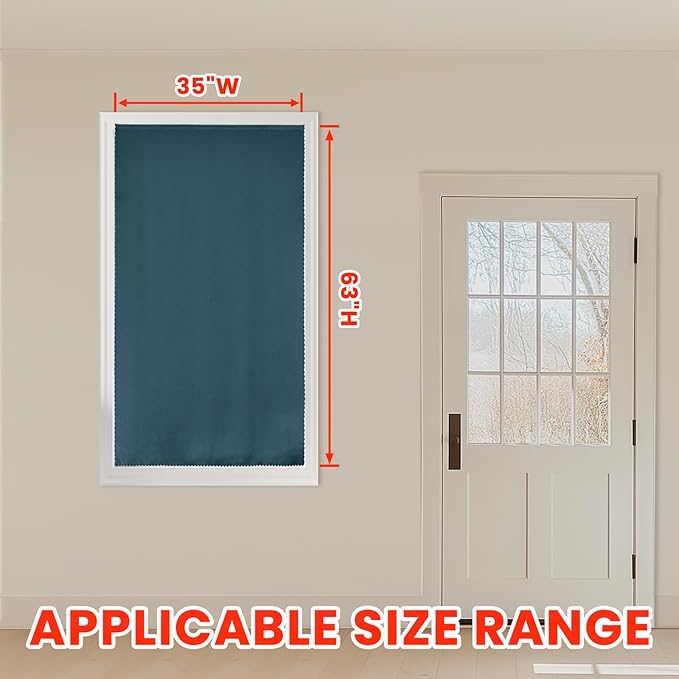 AJAZZ self Adhesive Portable 100% Blackout Curtains Simple and Easy to installBedroom Window Thermal Lnsulated Kitchen Room Darkening Black Small Drapes 1-Pack