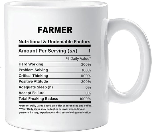 Funny Gift for Farmer, Farmer Nutrition Mug, Best Farmer Gift Ideas, Graduation, Funny Farmer Birthday Mug