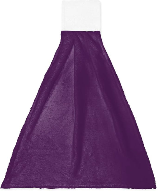 Alandar Home Kitchen Tie Towel Set of 1, Modern Dark Purple Absorbent Soft Hand Towels for Bathroom Hanging Towels, Minimalist Style Fast Drying Cleaning Cloth with Loop