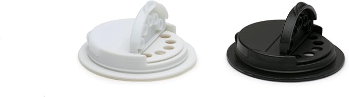 Jarware Spice Lids for Regular Mouth Mason Jars, Set of 2, Black and White