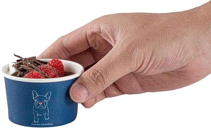 Restaurantware Blue 200 Count To Go Cup Disposable 3 x 3 x 1.8 Inches Paper Mini Cup Grease-Resistant Cup Recyclable Durable Design, Lids Sold Separately
