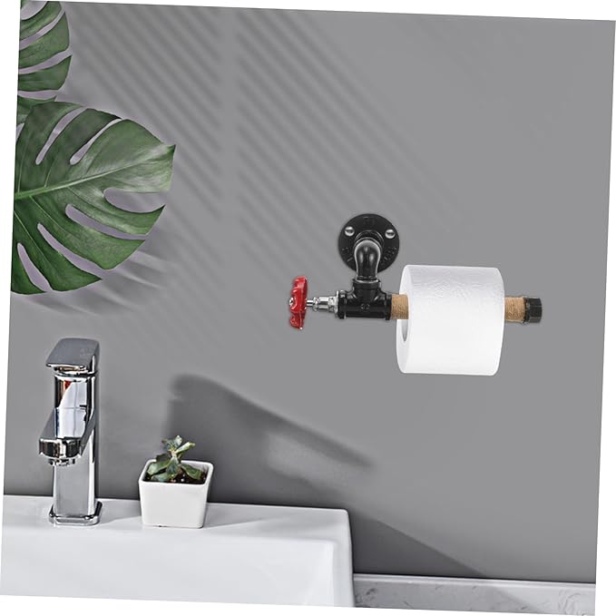 DOITOOL Industrial Style Wall-Mounted Paper Towel Holder Vintage Iron Pipe Tissue Dispenser for Kitchen and Bathroom Sturdy Stainless Steel Easy Installation