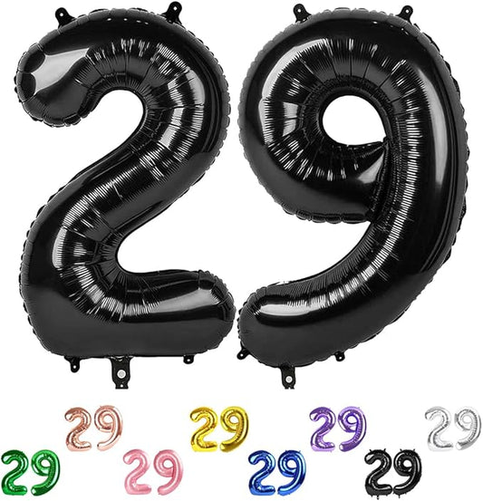 Number Balloons 40 Inch, Black 29 Balloon Numbers for Women Men 29th Birthday Party Supplies Anniversaries Graduation, Photo Prop Decoration