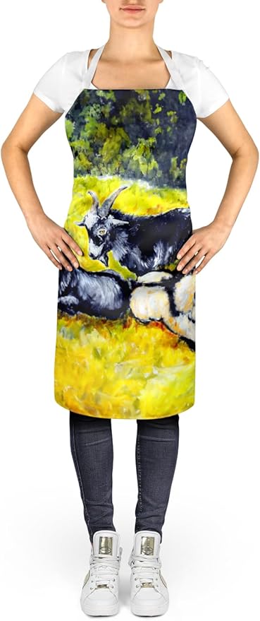 Caroline's Treasures Scooter Pooter and Tooter Goats Apron Cooking Kitchen Server Baking Crafts Gardening for Adult Women Men, Unisex, Large, Multicolor