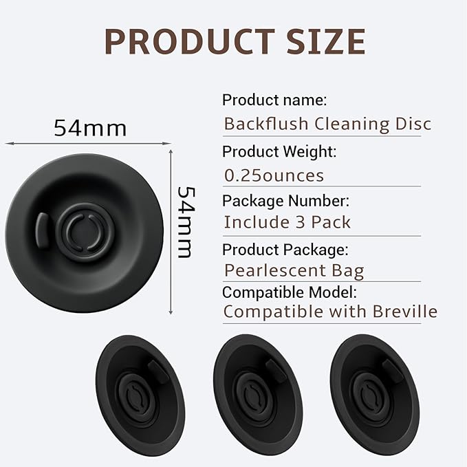 Compatible with Breville Cleaning Disc,3 Pack 54mm Backflush Cleaning Disc for Breville Espresso Machine BES840XL/BES860XL/BES870XL/BES810BSS/BES878BSS/BES450/BES500/BES878/BES880 etc.