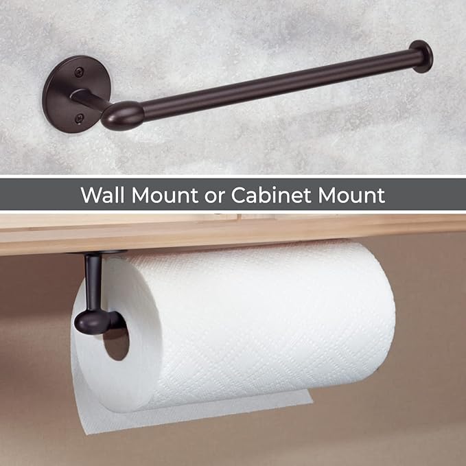 iDesign Orbinni Wall Mounted Metal Paper Towel Holder, Roll Organizer for Kitchen, Bathroom, Craft Room, Set of 1, Bronze (Pack of 2)
