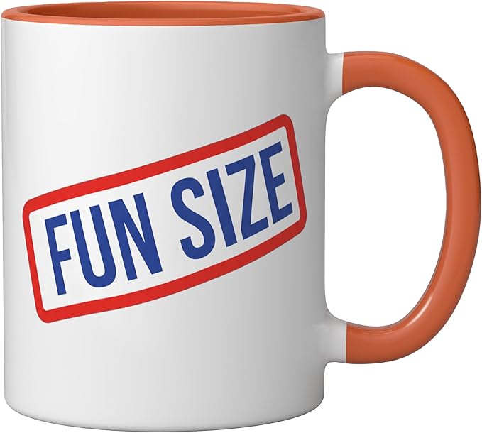 Fun Size Bold Retro Label Funny Candy Snack Humor Ceramic Mug, Orange/White