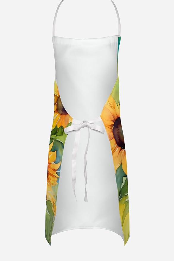 Caroline's Treasures Sunflowers in Watercolor Apron Cooking Kitchen Server Baking Crafts Gardening for Adult Women Men, Unisex, Large, Multicolor