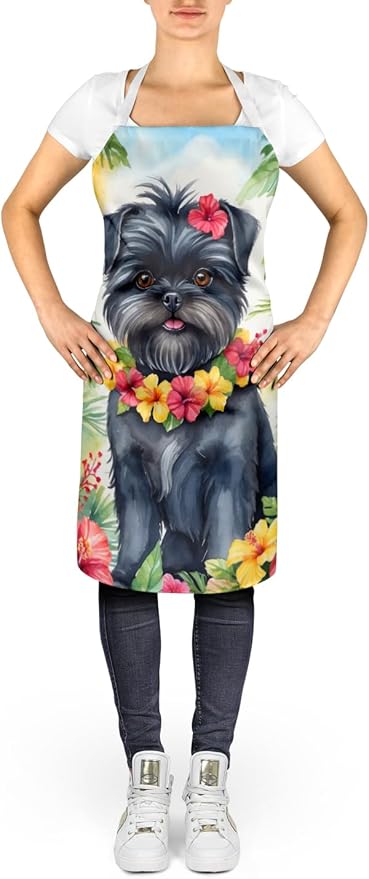 Caroline's Treasures Affenpinscher Luau Apron Cooking Kitchen Server Baking Crafts Gardening for Adult Women Men, Unisex, Large, Multicolor