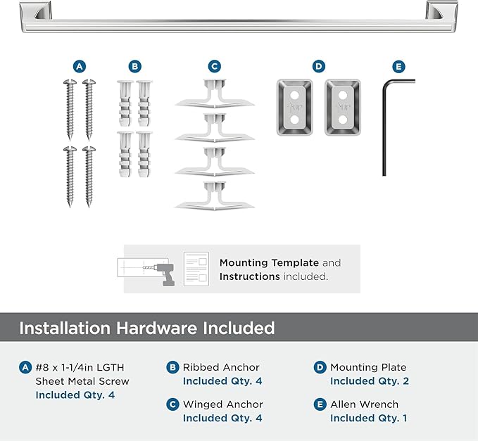 Amerock BH3602426 | Chrome Towel Bar | 24 in (610 mm) Towel Rack | Mulholland | Bathroom Towel Holder | Bathroom Hardware | Bath Accessories