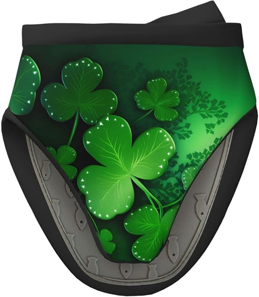 1 Pcs Mini Silicone Oven Mitts Saint Patricks Day Heat Resistant Grill Gloves with Hanging Loop, Green Clover Leaf Little Kitchen Mittens for Cooking Baking BBQ