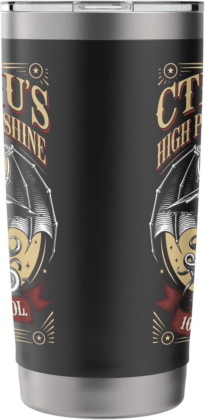 Cthulhu Moonshine Label, Funny Cosmic Horror Cthulhu Stainless Steel Insulated Tumbler