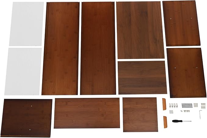 Countertop Kitchen Pantry Cabinet,Bamboo Wall Sideboard with Sliding Glass Doors,Pantry Cabinet for Kitchen, Living Room,Dinning,Bedroom,Walnut,31.5" W