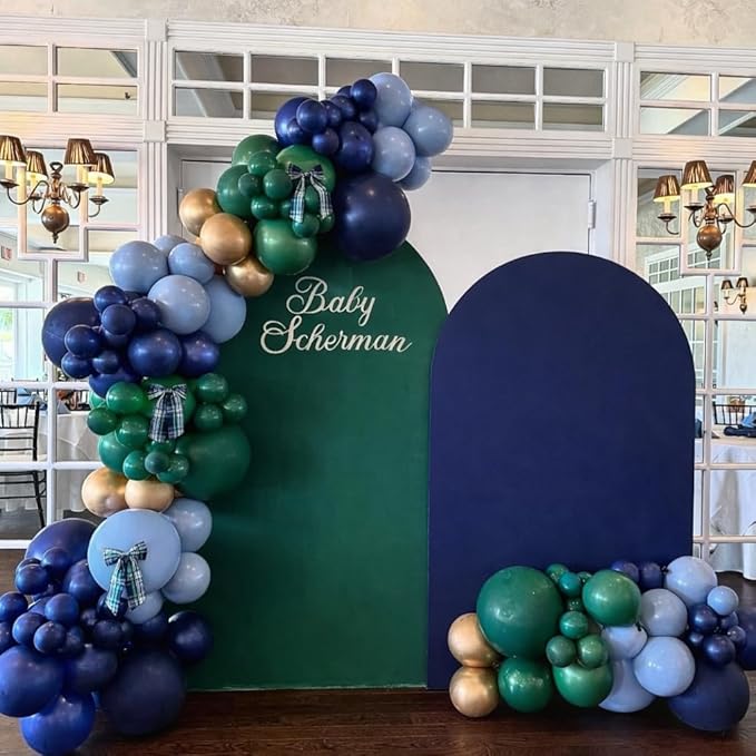 Green and Navy Blue Balloon Arch Kit, Dusty Dark Blue and Sage Green Gold Balloon Garland Kit for Boys Luxury Bear Baby Shower Jungle Safari Mens Birthday Xmas Party Decorations