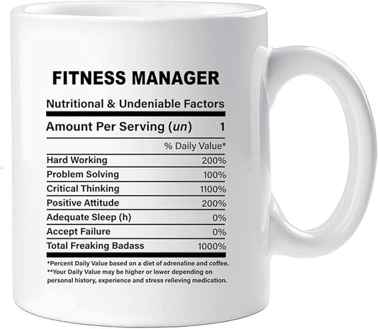 Funny Gift for Fitness Manager, Fitness Manager Nutrition Mug, Best Fitness Manager Gift Ideas, Graduation, Funny Fitness Manager Birthday Mug