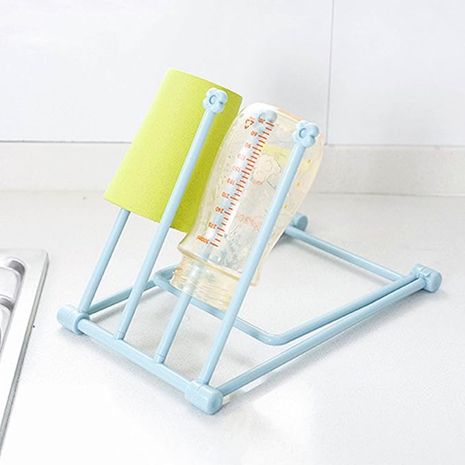 GOTOTOP Folding Towel Drying Rack with 4 Arms, Hanging Towel Holder for Kitchen Organization, Well Organized, Easy to Take (Light Blue)