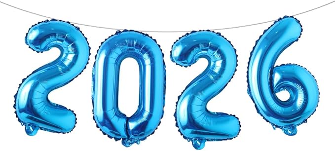 16 Inch 2026 Balloons Number 2026 Foil Balloons for New Years Eve Party Supplies Anniversary Party Graduation Decorations Home Office Decoration (2026 Blue)