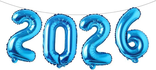 16 Inch 2026 Balloons Number 2026 Foil Balloons for New Years Eve Party Supplies Anniversary Party Graduation Decorations Home Office Decoration (2026 Blue)
