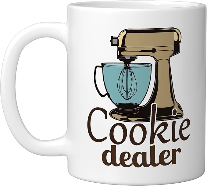 Cookie Dealer, Men Women Baking Cooking, Pastry Chef, Baker Ceramic Mug, White