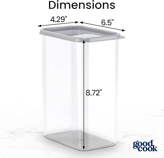 GoodCook Food Storage Container with Lid BPA-Free Modular & Stackable Design, 2.8-Quart, Clear
