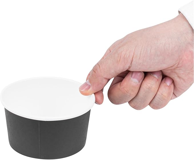 Coppetta 8-Ounce Dessert Cups, 50 Disposable Ice Cream Cups - Lids Sold Separately, Sturdy, Black Paper Frozen Yogurt Bowls, For Hot And Cold Foods, Perfect For Gelato Or Mousse - Restaurantware