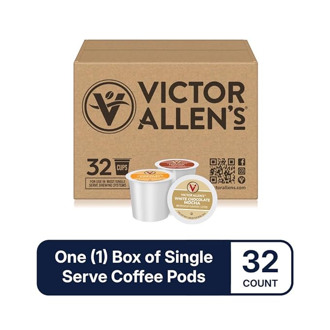 Victor Allen's Coffee Mocha Variety Pack (White Chocolate Mocha, Mocha, Chocolate Caramel), 32 Count, Single Serve Coffee Pods for Keurig K-Cup Brewers