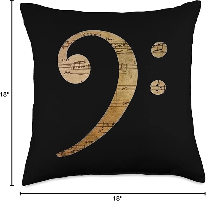 Bass Clef Sheet Music Bottom End Throw Pillow