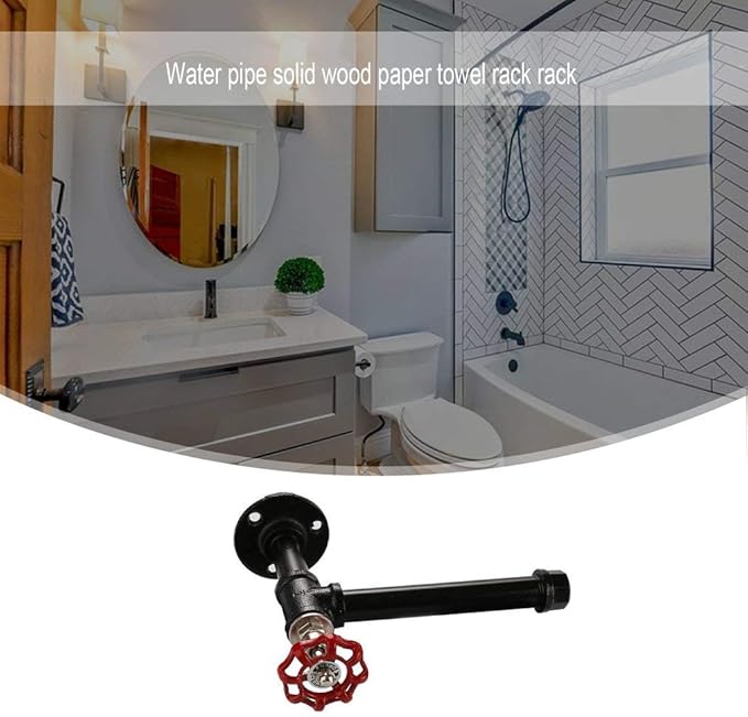 Paper Roll Holder Towel Hanger Bathroom Roll Holder Durable Industrial Water Pipe Napkin Holder Paper Towel Rack Holder for Kitchen Wall Mount Cabinet Hanging Paper Towel Rack