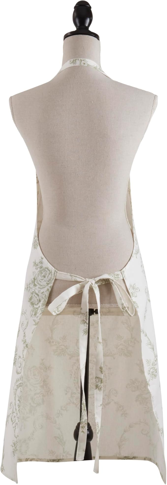 SARO LIFESTYLE Floral Linen Blend Kitchen Apron with Pocket – Adjustable Neck & Waist Ties for Cooking, Baking & Entertaining, 28"x35"
